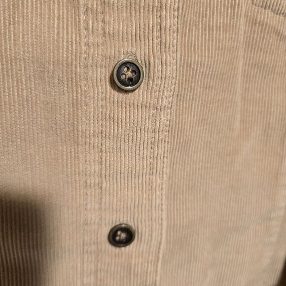 Vintage 90s Y2K Eddie Bauer Corduroy Dress Button Down Long Sleeve Tan Medium Wo - Picture 5 of 10